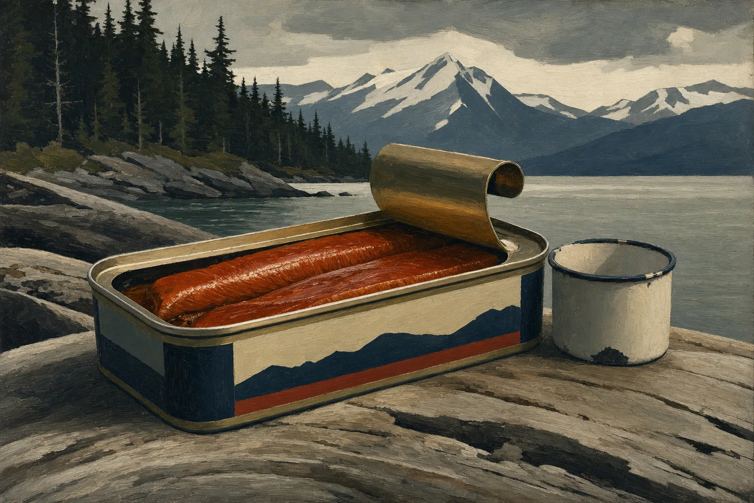 Painted illustration of Wildfish Cannery — Smoked King Salmon